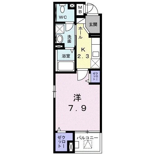 グランツ グルン(1K/2階)の間取り写真