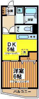 エックス・アン(1DK/2階)の間取り写真