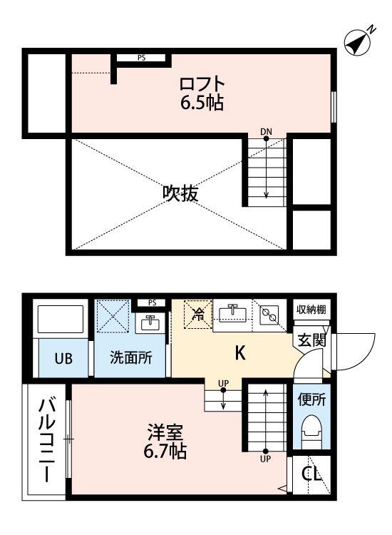 フォレット新大江(ワンルーム/2階)の間取り写真