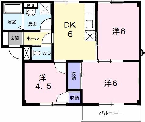 プラドール浜田(3DK/2階)の間取り写真