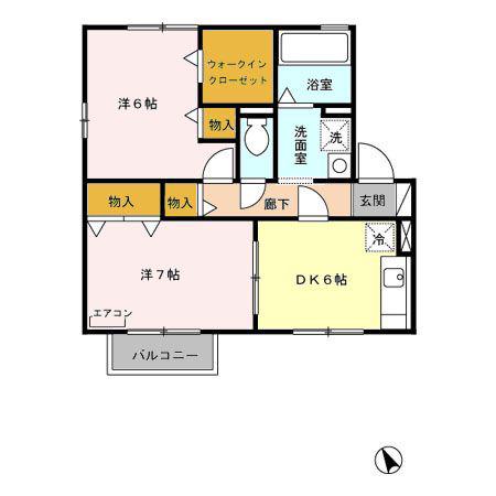 プレミールC(2DK/2階)の間取り写真