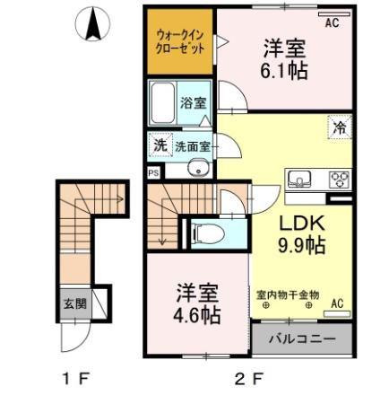 STRAHL A(2DK/2階)の間取り写真