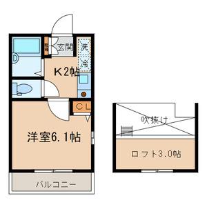 アペックス狛江C棟(1K/2階)の間取り写真