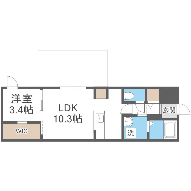 シティプレミア南郷13丁目(1LDK/5階)の間取り写真