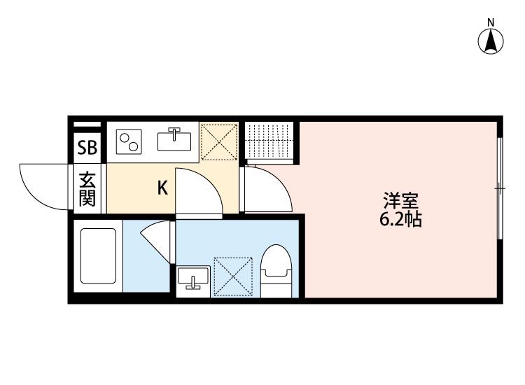 ラルーチェ東大和(1K/1階)の間取り写真