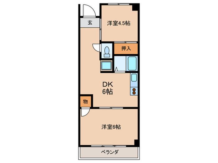 ブルーム吉野ハイツ(2DK/3階)の間取り写真