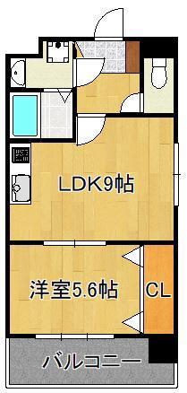 竪町センタービル(1LDK/3階)の間取り写真