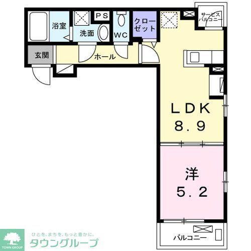 ルラック A(1LDK/3階)の間取り写真