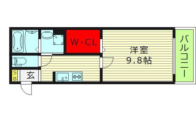 BELLEVUE生野西ANNEX(1K/2階)の間取り写真
