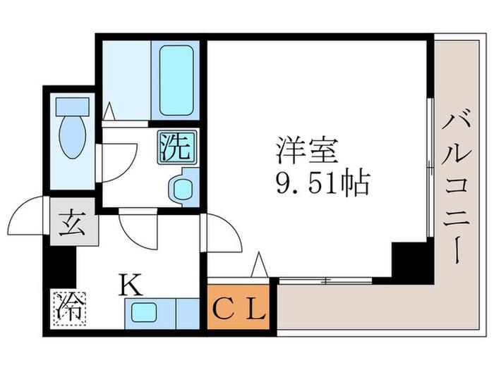 エリーフラッツ上桂(1K/3階)の間取り写真