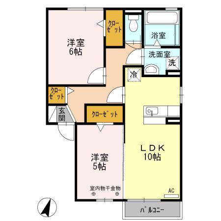 ミルキーウェイ(2LDK/2階)の間取り写真