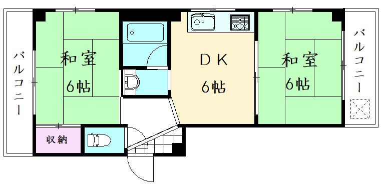 THE WHITE RESIDENCE(2DK/3階)の間取り写真