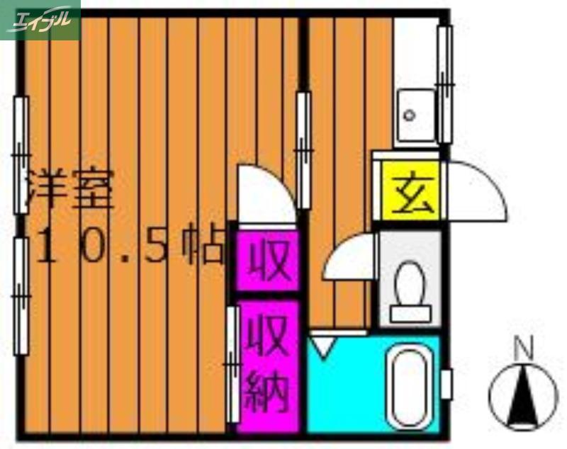 ベルハイツ西市(1K/2階)の間取り写真