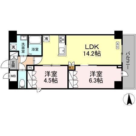 CHLORIS(2LDK/3階)の間取り写真