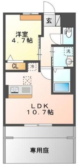 ヴァンベール(1LDK/1階)の間取り写真