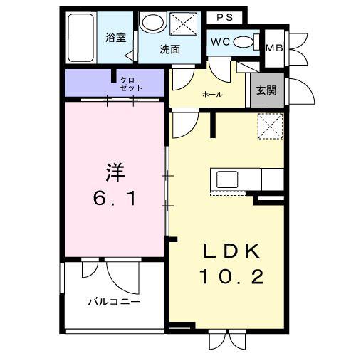 ウィンフィールド博多南(1LDK/3階)の間取り写真