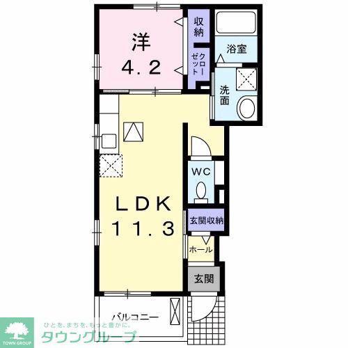 クレセール聖蹟(1LDK/1階)の間取り写真