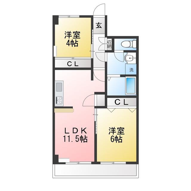 秀和蒲田レジデンス(2LDK/4階)の間取り写真