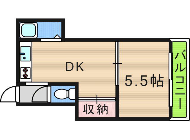 白雪マンション(1DK/3階)の間取り写真