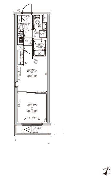 ベルシードステアー東十条(1DK/5階)の間取り写真