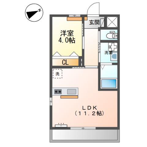 トゥールハート(1LDK/2階)の間取り写真