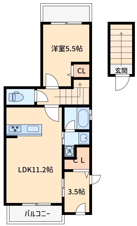 メゾン大島III(2LDK/2階)の間取り写真