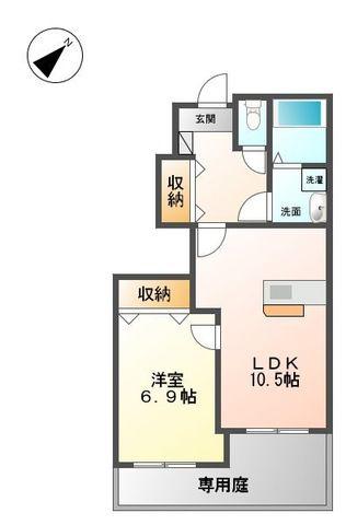 グリーンパーク(1LDK/1階)の間取り写真