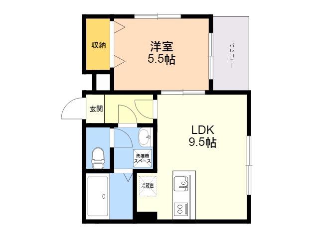 博多小町2(1LDK/3階)の間取り写真