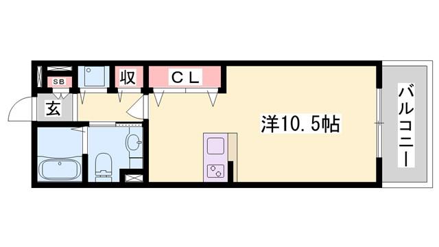 パークハイム参番館 A棟(ワンルーム/1階)の間取り写真