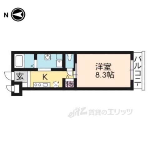 ハンズレジデンス二条(1K/2階)の間取り写真