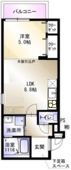 フジパレスSUN EIGHT(1LDK/1階)の間取り写真