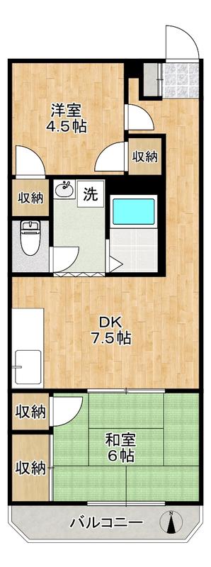 パールメゾン(2DK/3階)の間取り写真