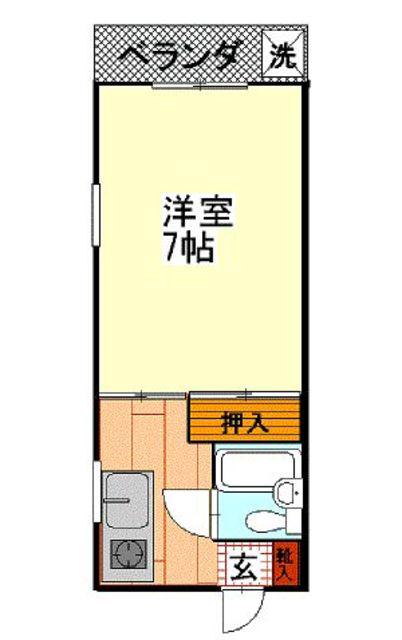 コーポ新生(1K/2階)の間取り写真