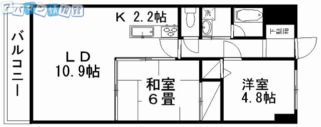 ダイアパレスシアース万代東棟(2LDK/7階)の間取り写真