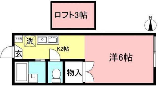 コーポロカ(1K/2階)の間取り写真