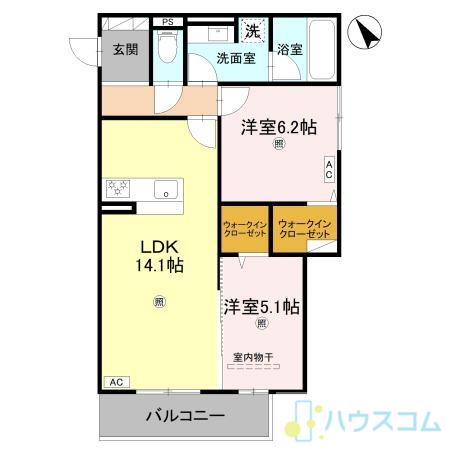 ラヴィエール南茨木Ⅱ(2LDK/3階)の間取り写真