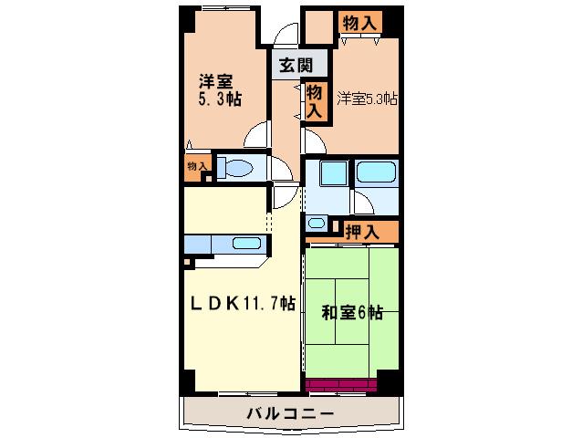 エル・ピノ岸和田(3LDK/5階)の間取り写真