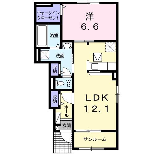 ジュネス(1LDK/1階)の間取り写真