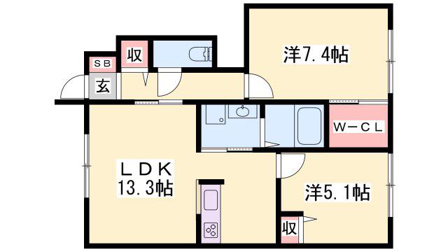シャーメゾンロージー(2LDK/1階)の間取り写真