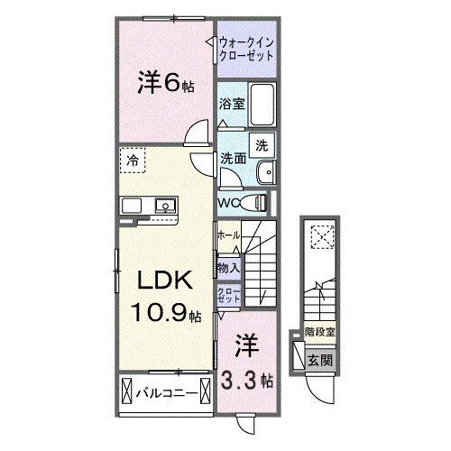 スカイチェリー(2LDK/2階)の間取り写真