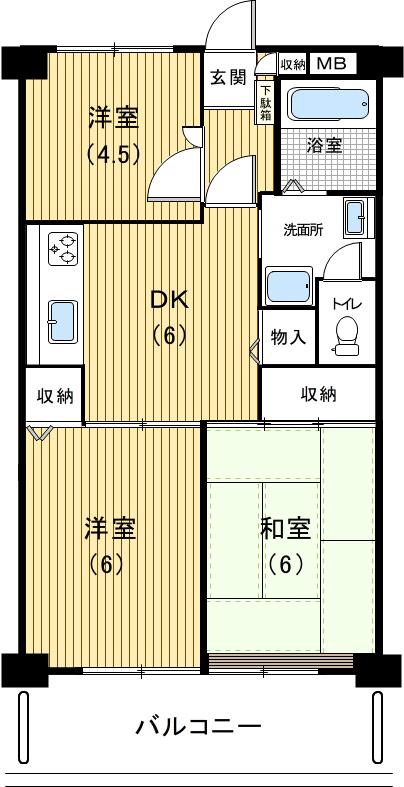 北野ハイツ(3DK/2階)の間取り写真
