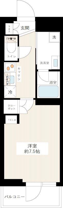 ジュイールパルフェ西新井(1K/2階)の間取り写真