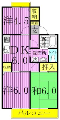 セジュールハイツ(3DK/2階)の間取り写真
