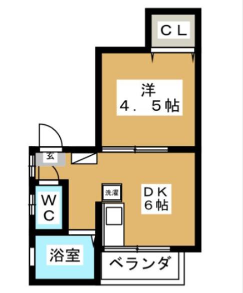 山崎アパートII(1DK/2階)の間取り写真