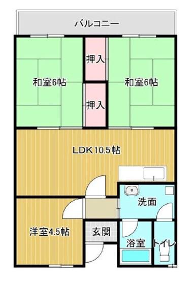 城西ハイツ(3LDK/2階)の間取り写真