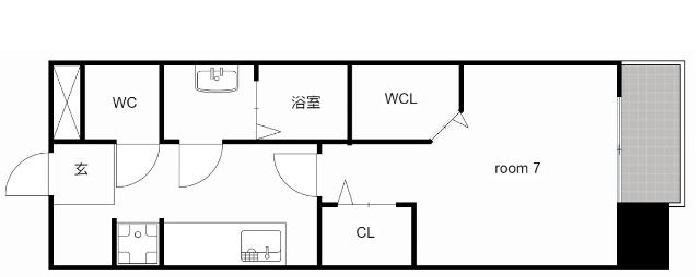 パルティール植田アネックス(1K/11階)の間取り写真