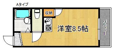 グランセオ泉佐野(ワンルーム/2階)の間取り写真