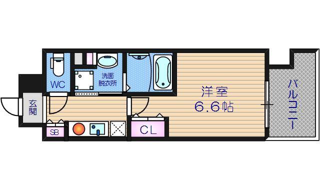 クリスタルブライト谷町(1K/4階)の間取り写真