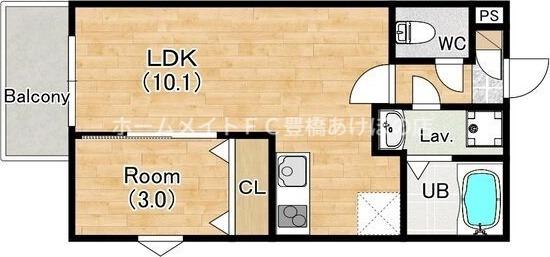 ジーメゾン豊橋花中町(1LDK/1階)の間取り写真