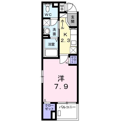 ミライア(1K/4階)の間取り写真